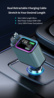 Cargador de Coche Retráctil PD65W USB-C, Adaptador de Carga Rápida para iPhone, Accesorios de Viaje para Coche, para Hombres y Mujeres