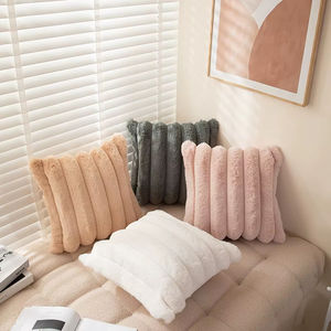 ปลอกหมอนอิงลายทางหนาสีพื้นสไตล์อินส์ พร้อมเชือกรูด หัวกระต่ายขนนุ่ม สำหรับโซฟา เตียงนอน บ้าน โรงพยาบาล โรงแรม - Product Image 2