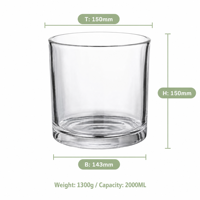 Grand Porte-Bougie Votive en Verre Transparent Stable avec Base Épaisse, Grand Pot à Bougie pour Décoration de Table de Mariage et Banquet