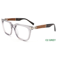 Nouvelles lunettes optiques carrées à monture complète en acétate, bois et métal pour hommes, motif uni, lunettes pour adultes, mode, usage quotidien