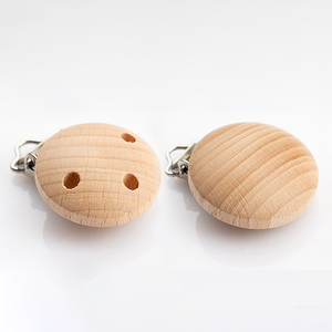 Vendita all'ingrosso 30mm in legno naturale ciuccio Clip porta ciuccio per regalo - Product Image 1