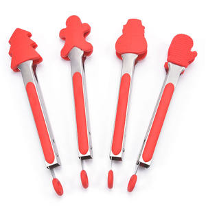 Hot Keukengereedschap Kerst Items Food Clip Santa Sneeuwpop Kerstboom Siliconen Voedsel Tong - Product Image 1