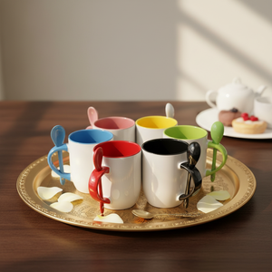<span class=keywords><strong>Taza</strong></span> de cerámica con cuchara, <span class=keywords><strong>taza</strong></span> de café de porcelana bicolor personalizada, <span class=keywords><strong>asa</strong></span> e interior de <span class=keywords><strong>color</strong></span>, regalo promocional para empresas - Product Image 1