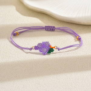 Bracelet en perles Miyuki tissées à la main style INS Moyamiya, unisexe, mignon, ananas, fraise, raisin, créatif, personnalisé - Product Image 4