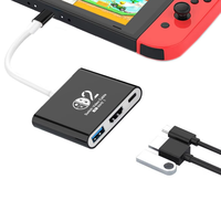 Penjualan Terbaik 3 in 1 USB Hub USB3.0 PD 100w Pengisian Daya Switch Mirroring Layar HDTV 4k60hz Type c Docking Station untuk NS Switch 1/2