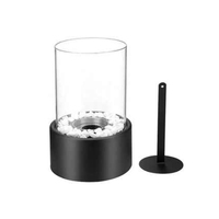 Brasero de table portable moderne pour intérieur avec pierres blanches, design autoportant en acier inoxydable