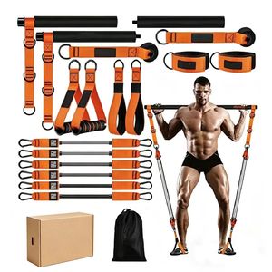 Lightweight Pilates <b>Bar</b> And Rope Set 11-Piece Multi-Functional Resistance Band Fitness Equipment For Full Body Training - Product Image 1