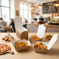 Boîte à emporter carrée jetable en papier, bol en papier kraft micro-ondable pour pâtes et salades, récipient alimentaire étanche de qualité alimentaire pour le déjeuner