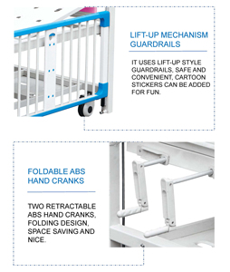 Hebei fabricant 2 fonctionnel réglable berceau médical néonatal garde d'enfants lit pédiatrique manuel hôpital lit pour enfants - Product Image 2