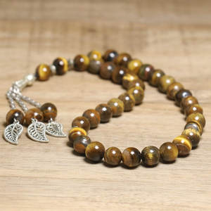 Bracelets de prière en œil de tigre religieux, bracelets en pierre naturelle d'onyx noir et de <span class=keywords><strong>malachite</strong></span>, chapelet musulman, bracelet Misbaha - Product Image 1