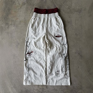 <span class=keywords><strong>Pantaloni</strong></span> Larghi da Uomo Personalizzati con Stampa Leopardata Rossa, Effetto Tatuaggio, Stile Streetwear, Doppio Elastico in Vita - Product Image 1