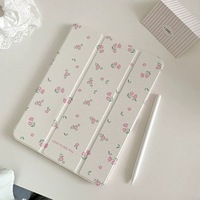 Nueva Funda Rosa con Espejo y Diseño Floral Pequeño para iPad 5/iPad 6, Funda Protectora Antigolpes Triple para Tablet de 9.7 Pulgadas, iPad Air 1/2