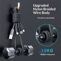 Câble de données 3-en-1 à charge rapide / Connecteurs Micro USB/Type-C en tissu tressé pour téléphone portable, utilisation durable en voiture