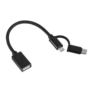 Hoge Kwaliteit 2 In 1 Type USB2.0 Af Naar Micro 5pin En Type C Snelle Kabel Otg Kabel Adapter