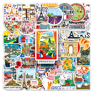 50pcs célèbre bâtiment Paris tour Eiffel français dessin animé autocollant extérieur paysage voyage commémoratif vinyle autocollant autocollant - Product Image 1