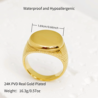 Großhandel Anpassbare Gravierbare Blanko-Ringe 24K PVD Vergoldet 316L Edelstahl Schmuckset Klobig Wasserdicht Stapelbar für Herren