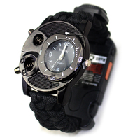 Jam Tangan Multifungsi Camping Hiking dengan Kompas, Gesper, Tali Paracord, Termometer, untuk Wanita