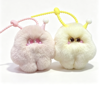 Porte-clés Monstre Moelleux Personnalisé Pompon Breloque de Sac Mignon avec Grands Yeux en Peluche et Sangle en Silicone, Vente en Gros Direct Usine