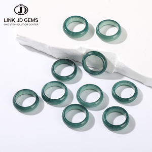 JD GEMS ホットセール 直径 天然 グアテマラ産 ブルー ウォーター ジェダイト リング 天然宝石 ラウンド レディース メンズ ファッション - Product Image 1