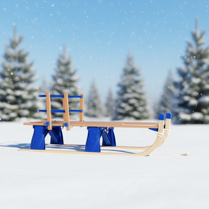 รถเลื่อนหิมะพับได้ทำจากไม้ ขนาด 46.9 นิ้ว พร้อมพนักพิงสำหรับเด็ก ใช้กลางแจ้งในฤดูหนาว - Product Image 2