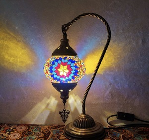 Cross-border Turkish Bohemian Swan Neck Table Lamp Finished Handmade Glass <b>Bedside</b> Ambient Desk Lamp - Product Image 2