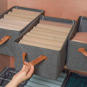 <span class=keywords><strong>Caja</strong></span> de Almacenamiento Plegable de Tela con Asas, Diseño Multifuncional, Moderna, Rectangular, a Prueba de Polvo, Organizador Portátil para Armario del Hogar - Product Image 6