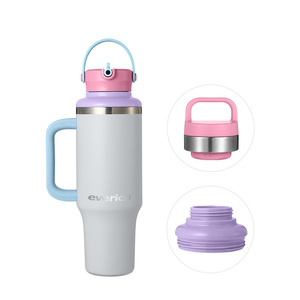 Tren baru 40oz cangkir kopi tumbler kapasitas besar glossy macaron travel mug dengan pegangan dan sedotan untuk hadiah - Product Image 1