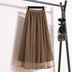 Y402016 ambos lados pueden usar <span class=keywords><strong>Falda</strong></span> plisada de cintura alta malla tutú femenino <span class=keywords><strong>tul</strong></span> <span class=keywords><strong>Falda</strong></span> <span class=keywords><strong>larga</strong></span> Maxi - Product Image 3