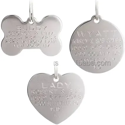 Personalizado coração forma qr código gravado metal aço inoxidável dog tags pet id tags