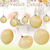 Boules suspendues en tissu brillant doré de 10 cm, boules de Noël, décoration intérieure, réutilisables pour les fêtes d'anniversaire, les mariages