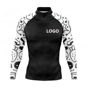 Custom Printed Men's Rash Guard Long Sleeve <strong>Compression</strong> <strong>Shirts</strong> Polyester UPF50+ Swim Surfing Rash Guard <strong>Shirts</strong> - Product Image 3