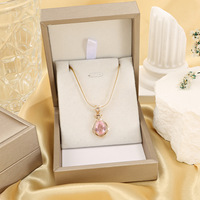 Collier pendentif en or rose 18 carats plaqué or rose avec rubis rouge sang de pigeon et tourmaline pour femmes, bijoux de mode en gros