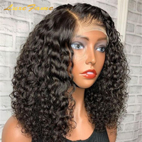 Perruque courte bouclée en cheveux humains naturels brésiliens 13x6 avec dentelle transparente, perruque bob