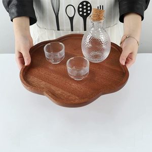 Bandeja <span class=keywords><strong>de</strong></span> madera clásica en forma <span class=keywords><strong>de</strong></span> flor <span class=keywords><strong>de</strong></span> ébano <span class=keywords><strong>para</strong></span> alimentos <span class=keywords><strong>de</strong></span> desayuno, plato pulido, almacenamiento en seco <span class=keywords><strong>para</strong></span> cocina, fiestas, restaurante, <span class=keywords><strong>vajilla</strong></span> - Product Image 3