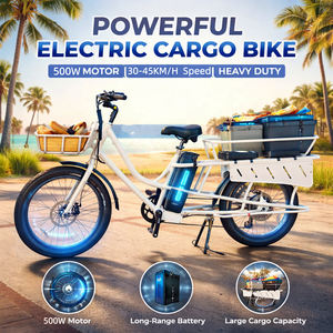 Vélo électrique pour adultes, batterie lithium haute capacité 48V, moteur sans balais 500W, cadre en aluminium, 7 vitesses, freinage hydraulique JYOP-SMCARGO3 500W Bru - Product Image 1