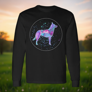 T-shirt a maniche lunghe con disegno di cane pastore olandese in acquerello - Product Image 3