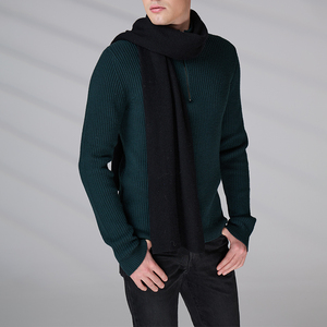 Knitwear Manufacturer Custom Winter Warm Unisex Classic Basic Outdoor Sweater Shawl <b>Wool</b> Long Ribbed Knit Scarf for Men - Product Image 3