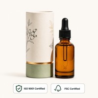 Boîte cylindrique en carton écologique faite à la main, taille personnalisée, tube en papier pour poudre libre, soins de la peau, huile essentielle