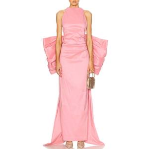 OEM ODM Robe de soirée sans manches avec licou et design de mode de haute qualité pour fille, fête d'anniversaire, robe longue de luxe pour femme - Product Image 2