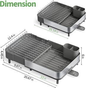 <span class=keywords><strong>Escurridor</strong></span> <span class=keywords><strong>de</strong></span> Platos Extensible <span class=keywords><strong>de</strong></span> Acero Inoxidable 304, Plegable, Color Gris, con Porta Cubiertos para Encimera <span class=keywords><strong>de</strong></span> <span class=keywords><strong>Cocina</strong></span> - Product Image 2