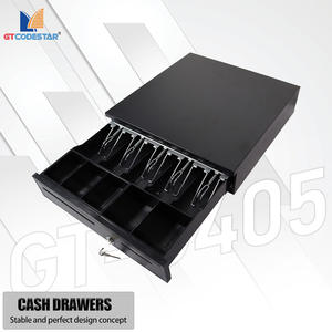 GTCODESTAR Cajón de efectivo 5 billetes 5 monedas Caja Registradora de metal Cajón de efectivo Rj11 Caja de almacenamiento de dinero electrónico Cajón Gabinete con cerradura - Product Image 1