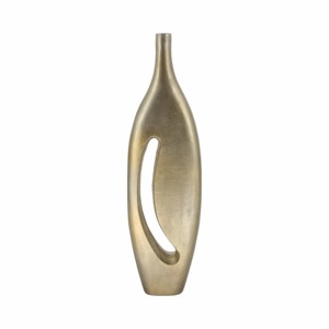 Vaso in metallo con dettagli a intaglio, moderno vaso decorativo per fiori, da esporre sul tavolo del soggiorno - Product Image 4