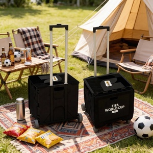 Boîte de rangement pliable pour camping extérieur Coupe du Monde <span class=keywords><strong>FIFA</strong></span> 2026 avec poignée, noire, à roulettes, pour équipement de camping et pique-niques - Product Image 3