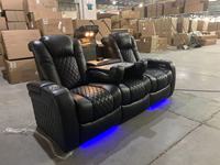 Sillón Reclinable Inteligente con Respaldo Alto, Sillón Eléctrico Azul Okin, Sillón Reclinable Moderno, Nuevo Diseño de Sofá Reclinable