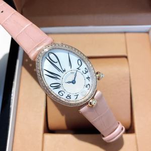 Montre pour femme Naples Queen Baoji, boîtier ovale en acier inoxydable, verre saphir, mouvement à quartz, bracelet en cuir véritable, aiguilles - Product Image 5