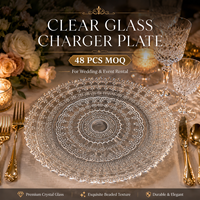 Assiette de présentation en verre transparent pour location de mariage, dessous de plat en verre transparent gaufré pour la décoration de table de banquets et événements de luxe