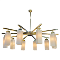 Lustre rectangulaire moderne en verre de Murano et laiton, grand luminaire suspendu minimaliste pour salon, chambre et villa