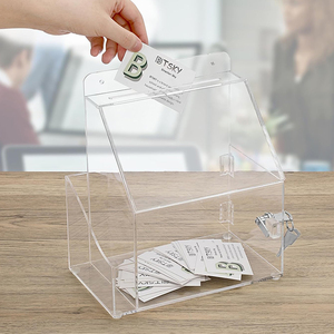 กล่องบริจาครูปหัวใจ Lucite กล่องบัตรลงคะแนนการกุศลอะคริลิกใสพร้อมล็อคสำหรับการระดมทุนและกิจกรรมสาธารณะ - Product Image 6