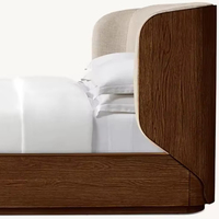 Lit en bois massif de style vintage moderne avec cadre rembourré et design de lit coffre pour chambre à coucher