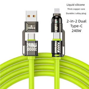 Câble de charge rapide USB C 240W 4 en 1, câble de données 480 Mbps, silicone liquide, alliage de zinc pour téléphone, tablette, ordinateur portable - Product Image 5